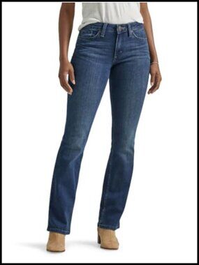 Mid Rise Bootcut Jeans Regular Fit 18" Leg Opening Casual